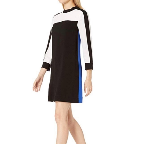 BCBGMaxAzria Dresses & Skirts - BCBGMaxAzria Black and White Mini Dress with Blue Accents